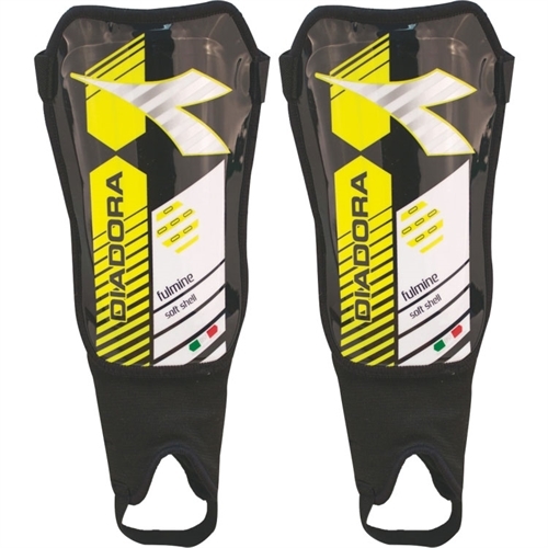 Diadora Fulmine Soft Shell Shin Guards NOCSAE Approved Black/Yellow