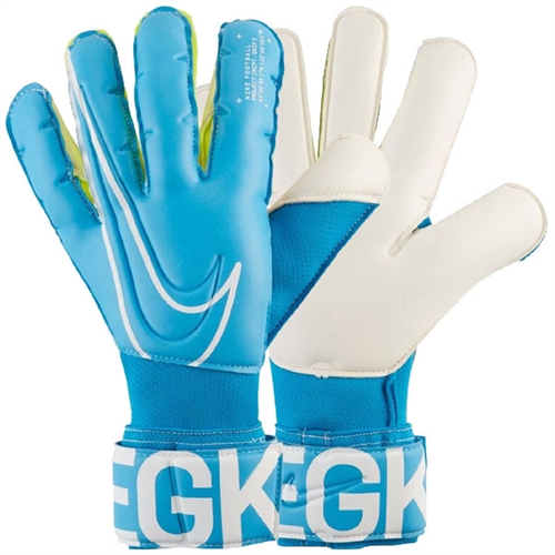 blue and white nike goalkeeper gloves