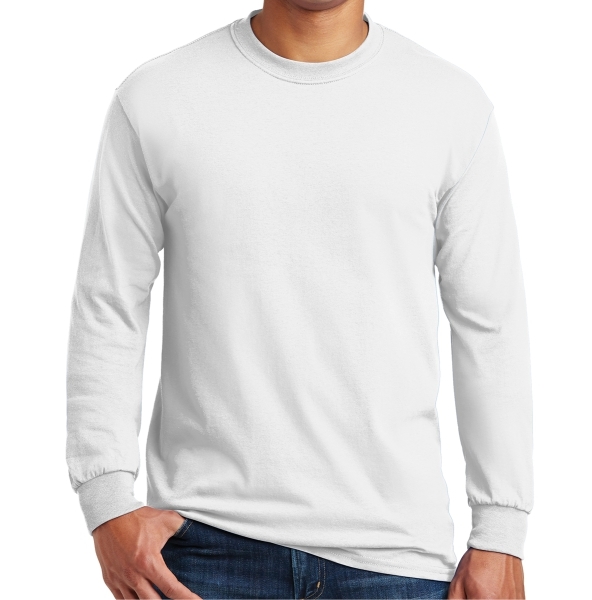 Gildan 5400 Cotton Long Sleeve T-Shirt - White - AuthenticSoccer.com