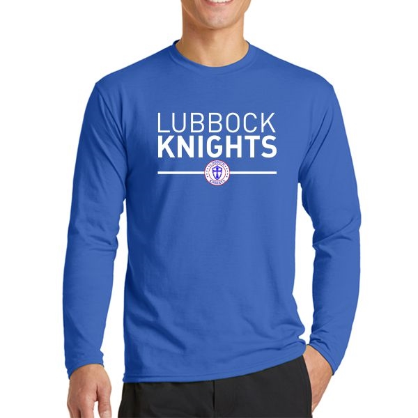 Lubbock Knights Long Sleeve Performance Shirt Blue