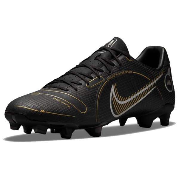 Nike Mercurial 14 Academy FG - Black/Metallic Gold/Metallic Silver - AuthenticSoccer.com