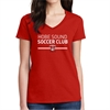 Hobe Sound Soccer Club Women's V-Neck T-Shirt - Red 5V00L-HS