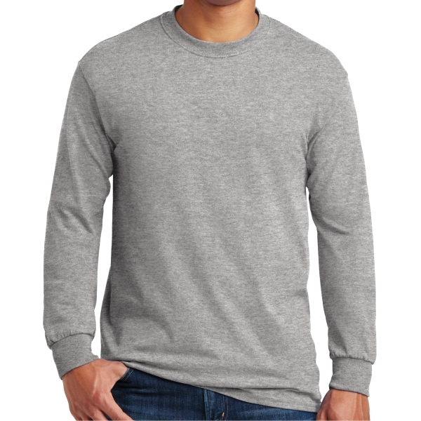 Gildan 5400 Cotton Long Sleeve T-Shirt - Sports Grey - AuthenticSoccer.com