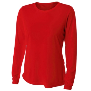 A4 Women's Cooling Performance LS Crew - Scarlet NW3002SC