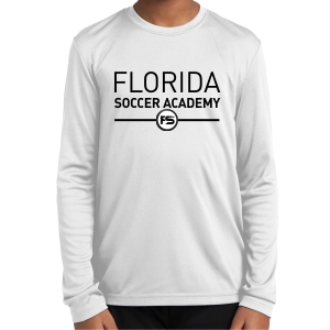 Florida Soccer Academy Youth Long Sleeve Performance Shirt - White FSA-YST350LSWhi