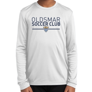 Boynton Oldsmar Soccer Club Youth Long Sleeve Performance Shirt - White YST350LS-OSCW
