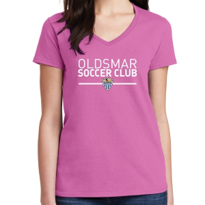 Oldsmar Soccer Club Women's Logo V-Neck T-Shirt - Pink 5V00L-OSCP