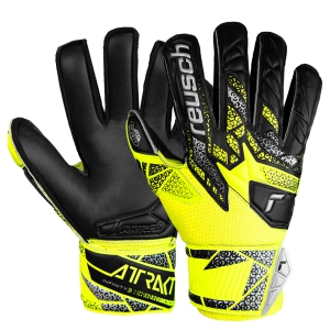 Reusch Junior Attrakt Infinity Finger Support Goalkeeper Gloves - Black/Safety Yellow/Silver 5472710BKNY