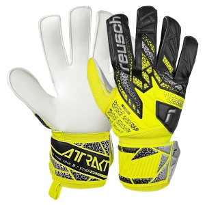 Reusch Attrakt Solid Finger Support Goalkeeper Gloves - Safety Yellow/Black/Silver 5560510