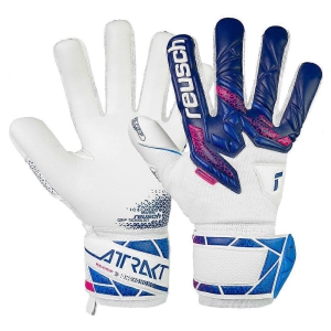 Reusch Attrakt RE:Grip NC Finger Support Goalkeeper Gloves - White/Royal Blue 5560530