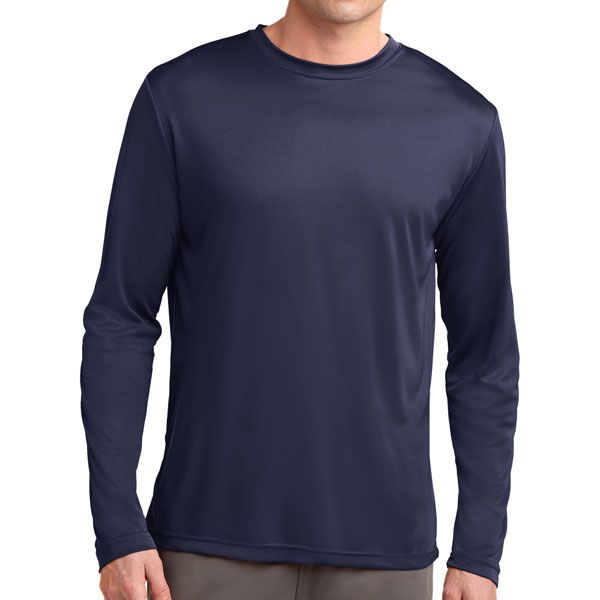 Sport Tek Long Sleeve Performance Shirt - Navy - AuthenticSoccer.com