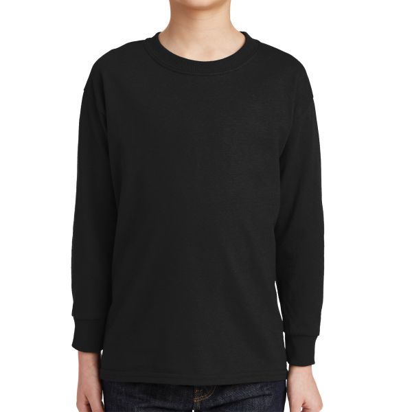 Gildan 5400 Cotton Youth Long Sleeve T-Shirt - Black 5400B