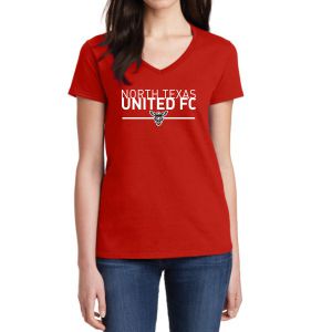 Texas United Women's V-Neck T-Shirt - Red 5V00LTU