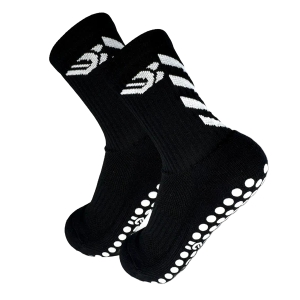 VDB Sports Crew Length Grip Sock - Black/White VDBGRIPSOXBK