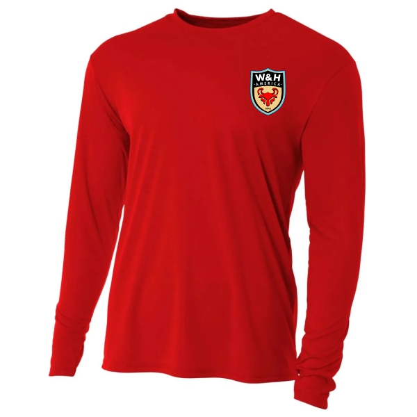 W&H America A4 Youth Training Cooling Performance LS Crew - Scarlet/White WHA-NB3165SC