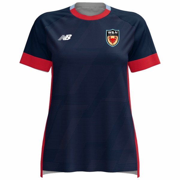 W&H America New Balance Women's Audazo Goalkeeper Short Sleeve Jersey - Navy/Red/Light Blue WHA-WT35604NV