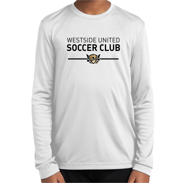 West Side United Youth Long Sleeve Performance Shirt - White WSU-YST350LSWhi