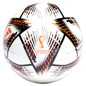 adidas Al Rihla Club Soccer Ball - White/Black/Neon Orange H57778