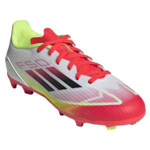 adidas Junior F50 League FG/MG - Cloud White/Core Black/Solar Yellow IE3747