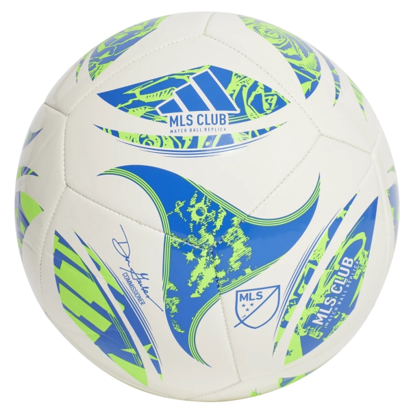 adidas MLS Club Soccer Ball - White/Green/Glow Blue JH1308