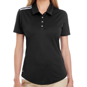 adidas Women's 3 Strip Shoulder Polo - Black A235B