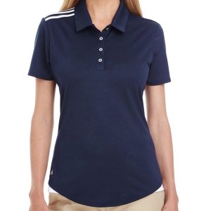 adidas Women's 3 Strip Shoulder Polo - Navy A235N
