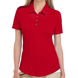 adidas Women's 3 Strip Shoulder Polo - Red A235R