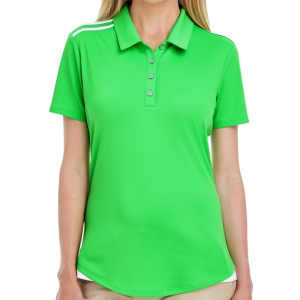 adidas Women's 3 Strip Shoulder Polo - Solar Lime A235SL