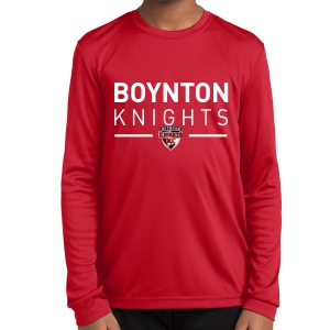 Boynton Knights FC Youth Long Sleeve Performance Shirt - Red YST350LS-BKR