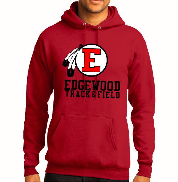 Edgewood Track & Field Hooded Sweatshirt - Red EWTF-PC78H-Rd