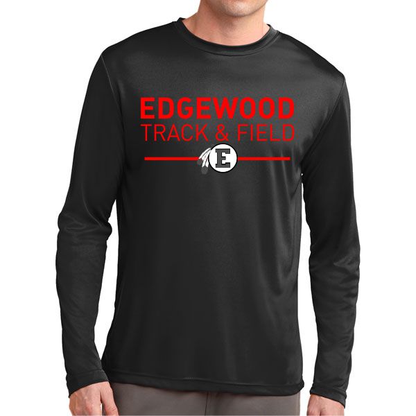 Edgewood Track & Field Long Sleeve Performance Shirt - Black EWTF-ST350LS