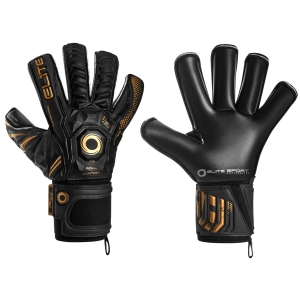 Elite Sport Black Real Goalkeeper Gloves - Black/Vegas Gold 455BVB
