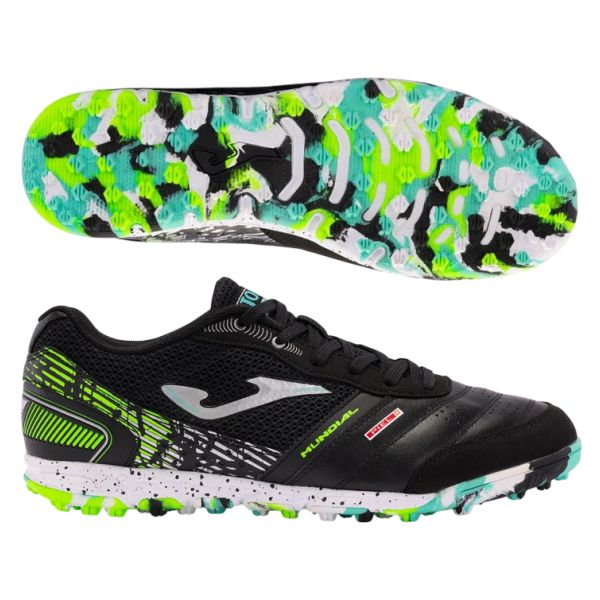 Joma Mundial 2401 TF - Black/White/Green Turf Soccer Shoe MUNS2401TF