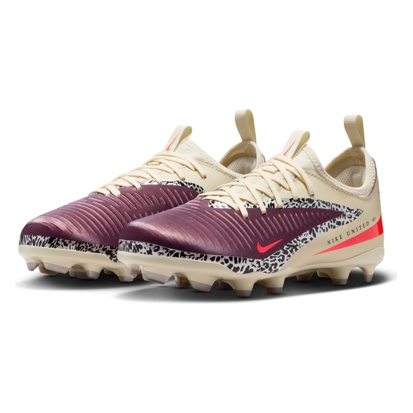 Nike United Junior Phantom 6 Low Academy FG/MG - Burgundy Crush/University Red-Fossil IO8480-661