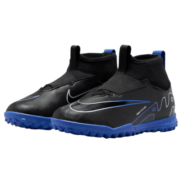 Nike Jr Zoom Mercurial Superfly 9 Academy Laceless TF - Black/Hyper Royal/Chrome Turf Shoe DJ5616-040