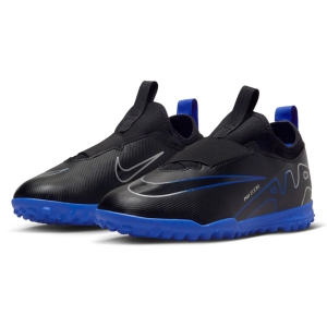 Nike Jr Zoom Mercurial Vapor 15 Academy Laceless TF - Black/Hyper Royal/Chrome Turf Shoe DJ5621-040