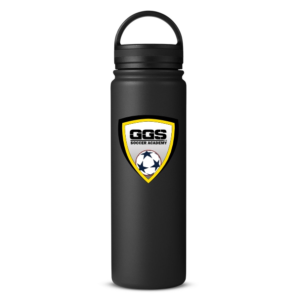 Golden Goal Sports 24 oz Double-Wall Insulated Stainless Steel Vacuum Bottle - Black GGS-CE051BK