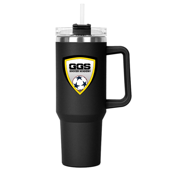 Golden Goal Sports 40 oz Double-Wall Insulated Stainless Steel Vacuum Tumbler - Black GGS-PI501537BK