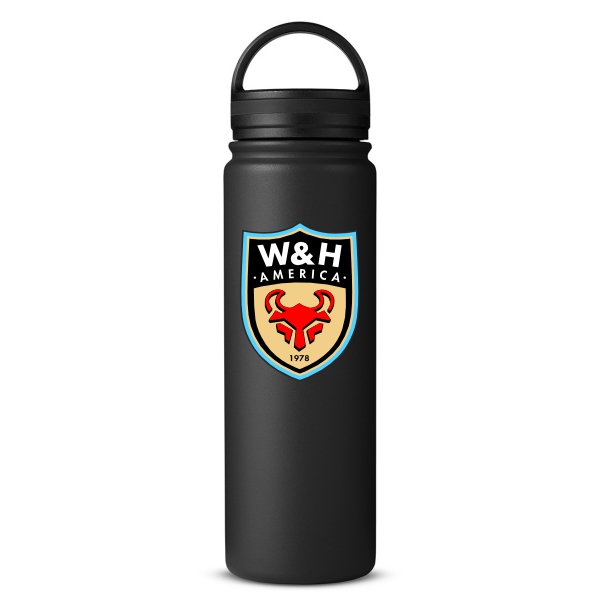 W&H America 24 oz Double-Wall Insulated Stainless Steel Vacuum Bottle - Black WHA-CE051BK