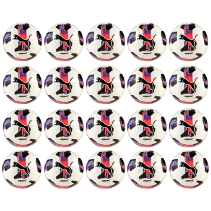 PUMA Orbita 6 MS Size 5 Soccer Ball - White/Glowing Red/Purple Glimmer - 20 Pack 084335-10-20PACK