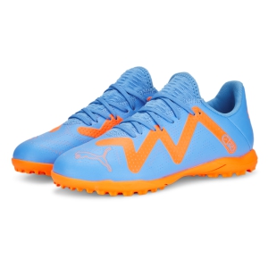 Puma Junior FUTURE Play TT - Supercharge Pack - Blue Glimmer/White/Ultra Orange Turf Soccer Shoes 107202-01