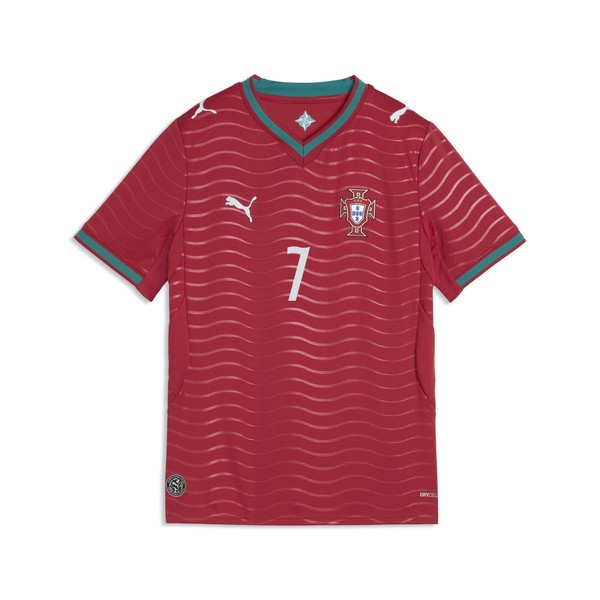 PUMA Portugal Youth Ronaldo #7 Home Jersey 2026 - Club Red/Green Lagoon 788144-77