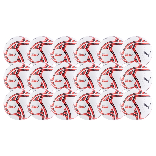 Puma teamFINAL 21.6 MS Soccer Ball - White/Red - 18 Pack 083311-02-18Pk