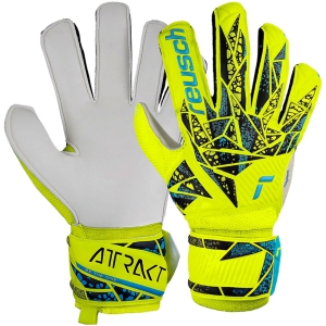 Reusch Attrakt Solid Junior Goal Keeping Gloves - Safety Yellow/Future Blue 5472515
