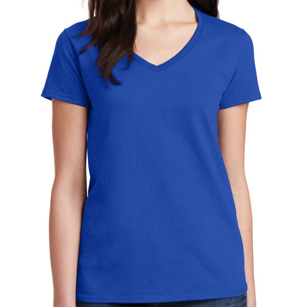Gildan 5V00L Cotton Women's V-Neck T-Shirt - Blue - AuthenticSoccer.com