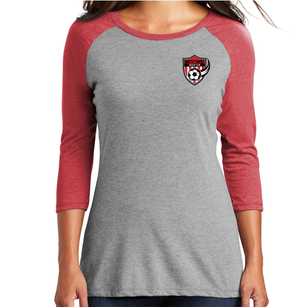 Northtowns Soccer Club District Women's Tri 3/4 Raglan Sleeve - Red/Grey DM136L-NSC