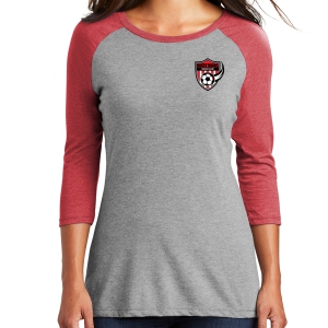Northtowns Soccer Club District Women's Tri 3/4 Raglan Sleeve - Red/Grey DM136L-NSC
