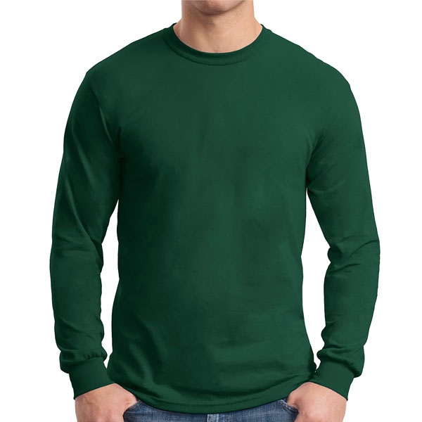 Gildan 5400 Cotton Long Sleeve T-Shirt - Forest Green - AuthenticSoccer.com