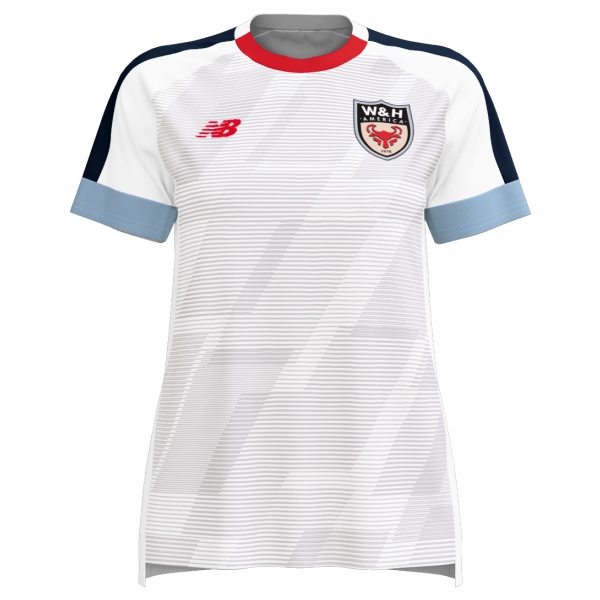 W&H America New Balance Women's Audazo Jersey - White/Navy/Light Blue/Red WHA-WT35604WH